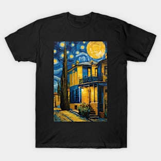 Vincent van Gogh starry night style house T-Shirt